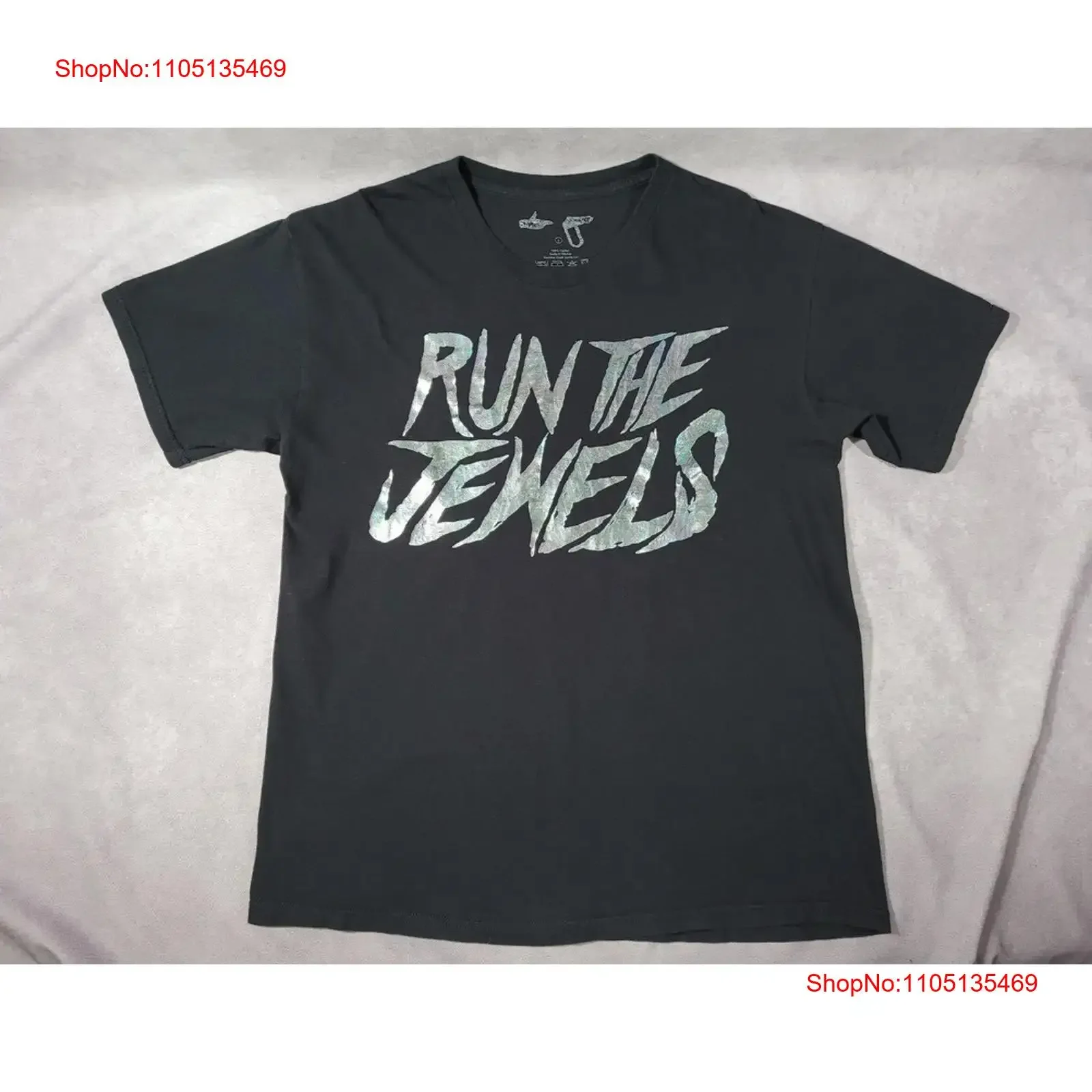 Run The Jewels 2017 Official Merch Iridescent Spell Out Logo T Shirt Large Rare vintage Washed homme Unisex designer clothes