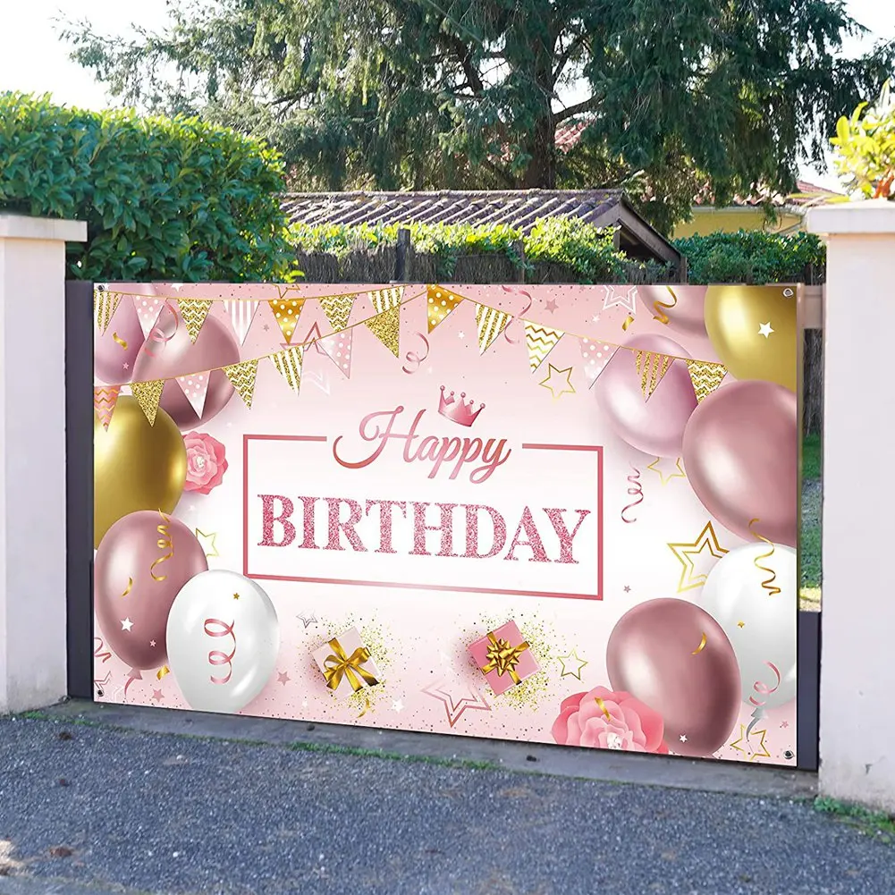 Happy Birthday Backdrop Banner Extra Large Birthday Sign Poster for Men Women Birthday Anniversary Party Decoration