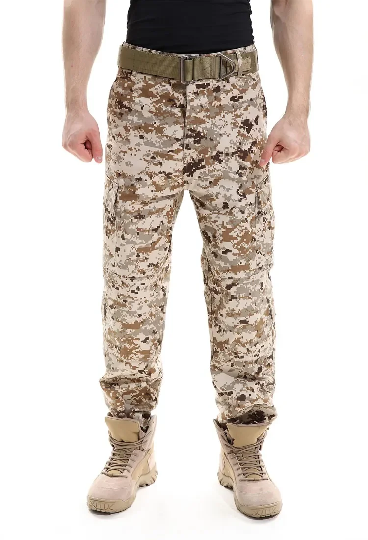 Pantalones tácticos de camuflaje para hombres, pantalones de entrenamiento de trabajo para fanáticos del movimiento al aire libre, pantalones duraderos de senderismo de camuflaje con múltiples bolsillos