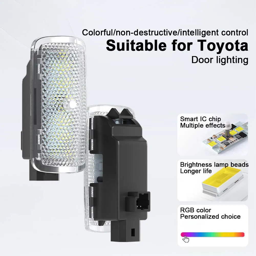 Personalizado para luz de bienvenida de puerta de coche Toyota, luz de suelo de ambiente de bienvenida dinámica con apertura de puerta de coche, iluminación de advertencia de coche