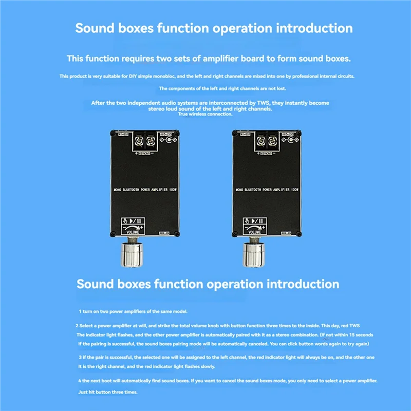 Módulo de placa amplificadora de Audio Bluetooth de 100W, placa amplificadora de potencia Digital Mono con TWS para cine en casa, 2Set-Y18A