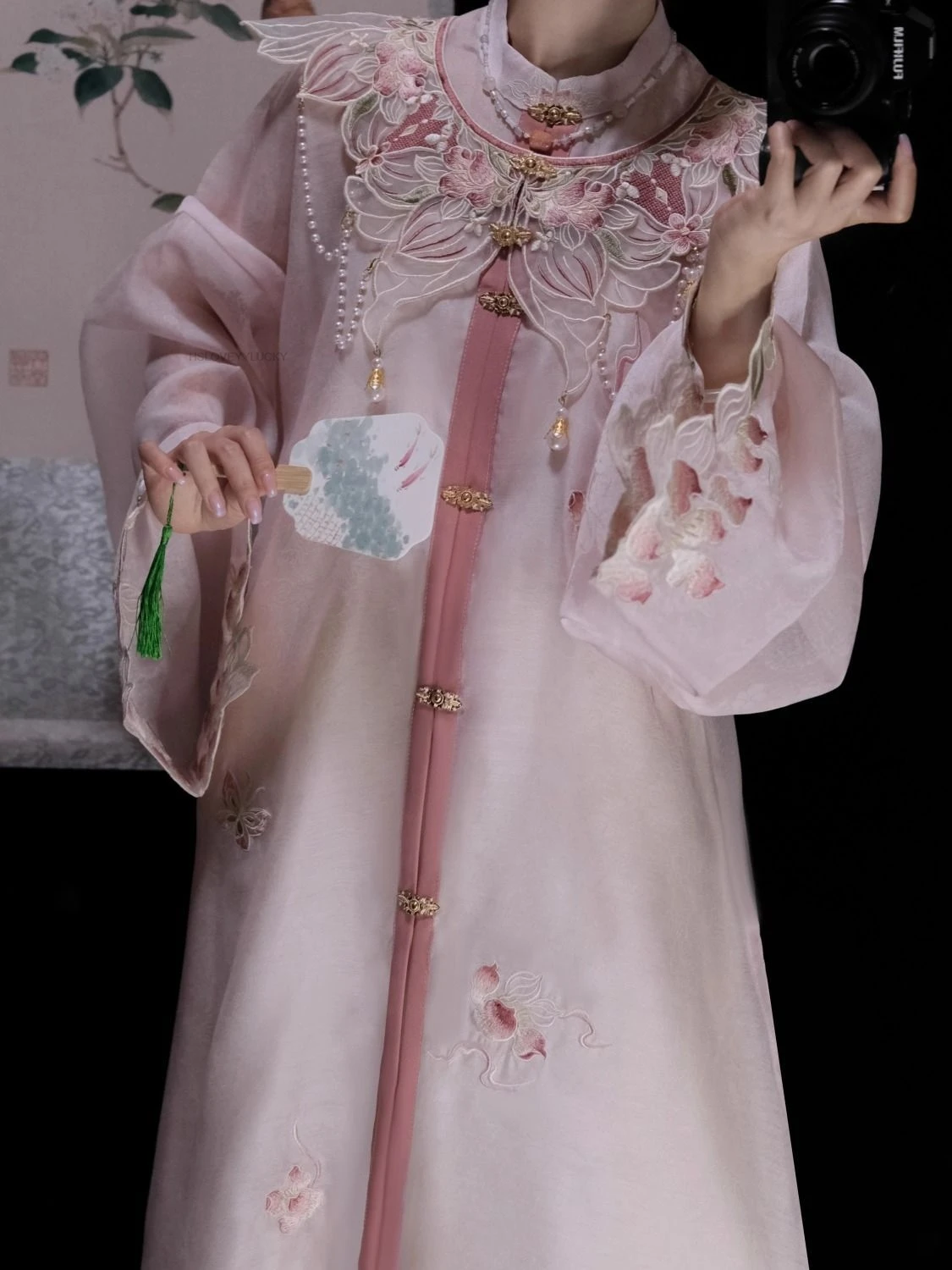 Chinese Style Women Hanfu women's Ming Dynasty Cloud Shoulder Stand Collar Shirt Set Spring Hairpin Flower Daily Summer Set