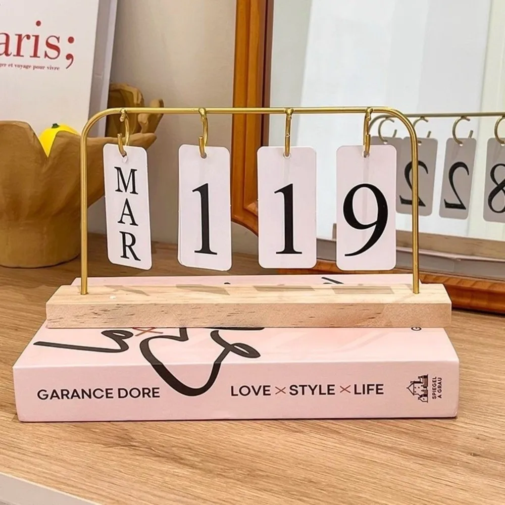 جديد خشبي سطح المكتب الوجه التقويم خمر بدوره صفحة تصميم الدائمة التقويم DIY تاريخ عرض تقويم خشبي مكتب الديكور #4