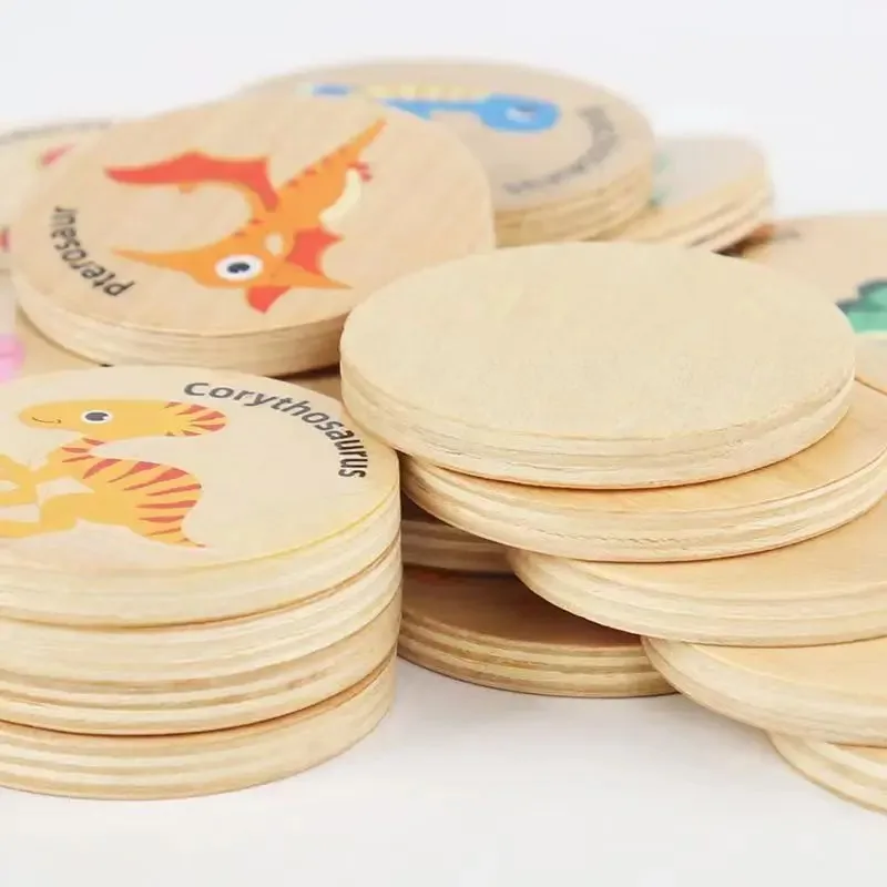 Children Wooden Toy Memory Find The Same Dinosaur Matching Jigsaw Puzzle Game Montessori Baby Educational Toys For Kids