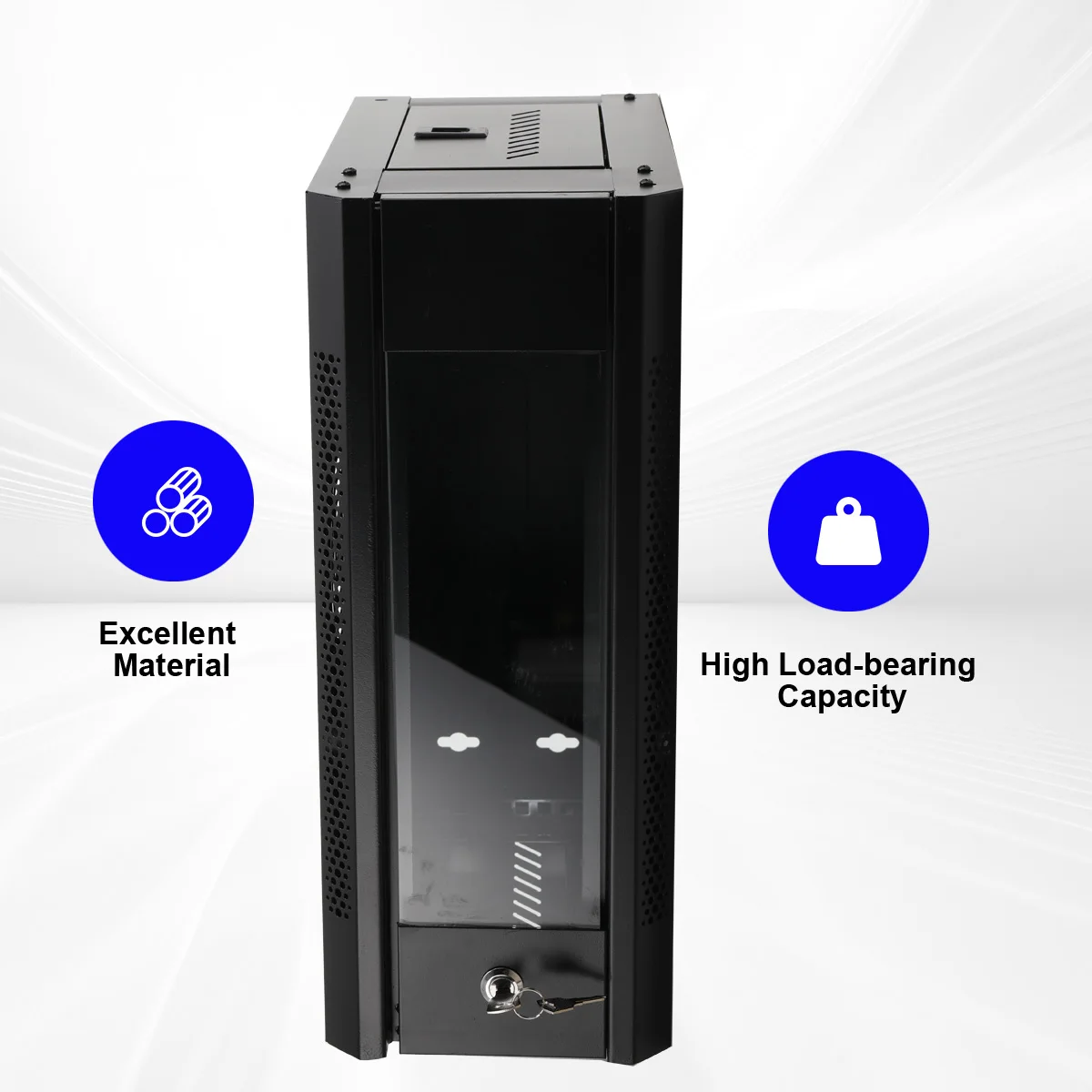Современный настенный шкаф для сетевого сервера 4U, стойка, панель черного цвета с дверным креплением замка
