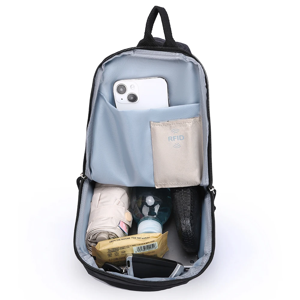 Bolso de Pecho Casual Unisex de Gran Capacidad, Anti-Robo, con Protección RFID, Bolso de Hombro Ligero de Nailon para Hombre, Bolso Cruzado para Mujer