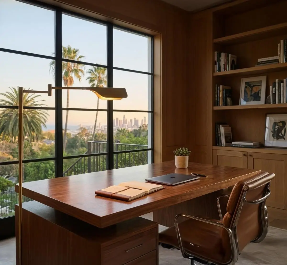 Ściemnialna lampa podłogowa LED z regulowanym ramieniem, wykończenie w kolorze antycznego mosiądzu do salonu i biura