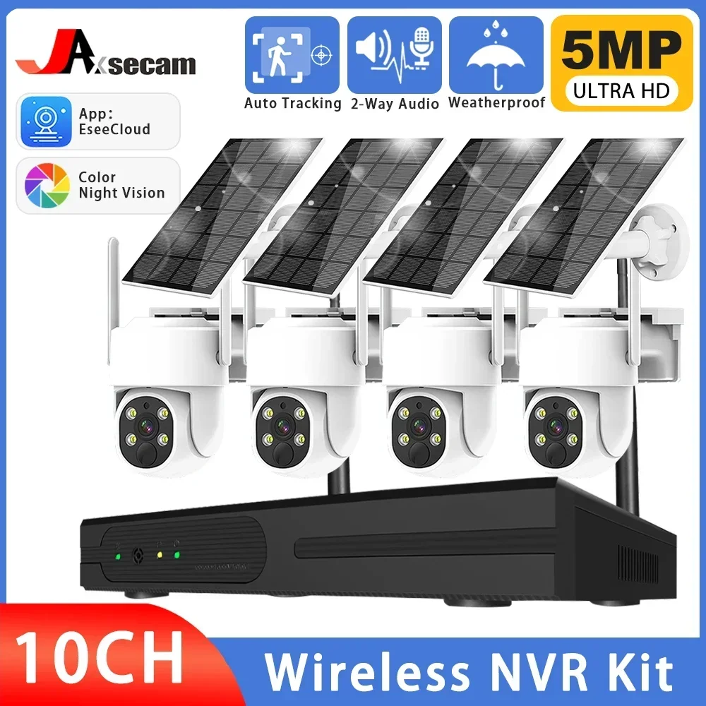 

Wifi Solar PTZ Security Outdoor Camera System 5MP 10CH NVR Kit Two Way Audio Wireless CCTV IP Camera Video Surveillance Kit 8CH