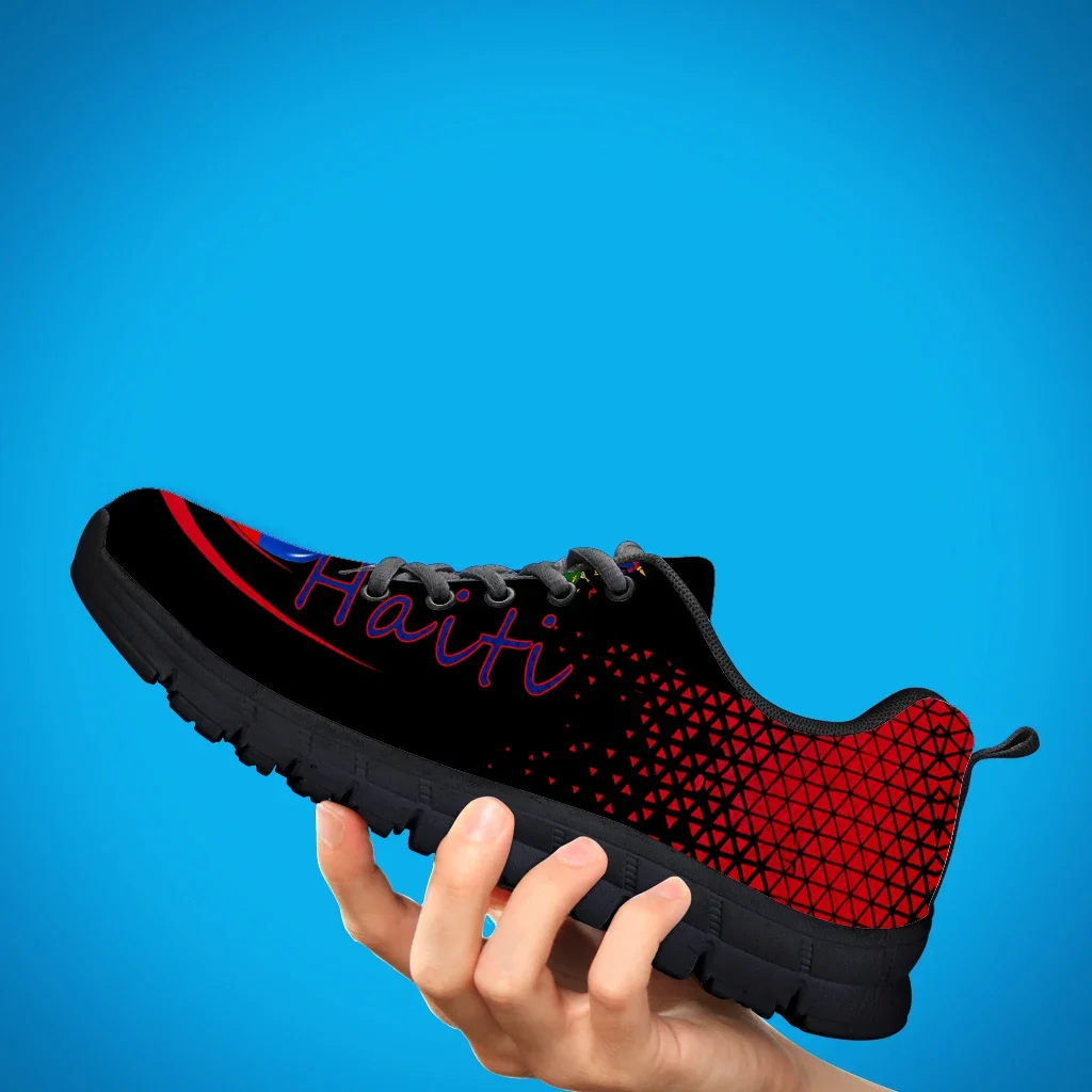 Black Women's Sneakers Haiti Flag Design Brand Casual Sneakers Unisex Outdoor Running Shoes Love Print Footwear