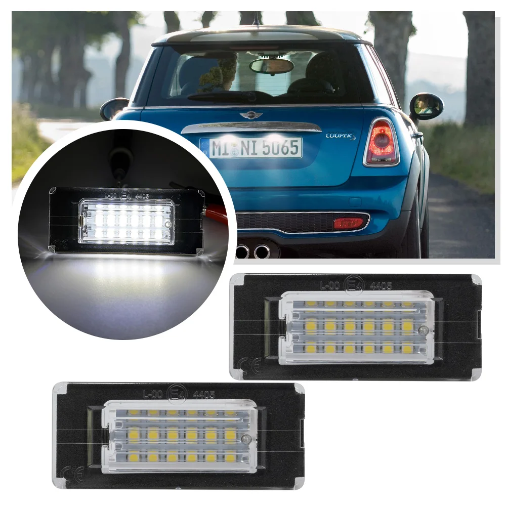 

2PCS LED License Number Plate Light For Mini Cooper 2007-2013 R57 Covertible 2009- R58 Coupe 2011 2012 2013- R59 Roadster 2011-