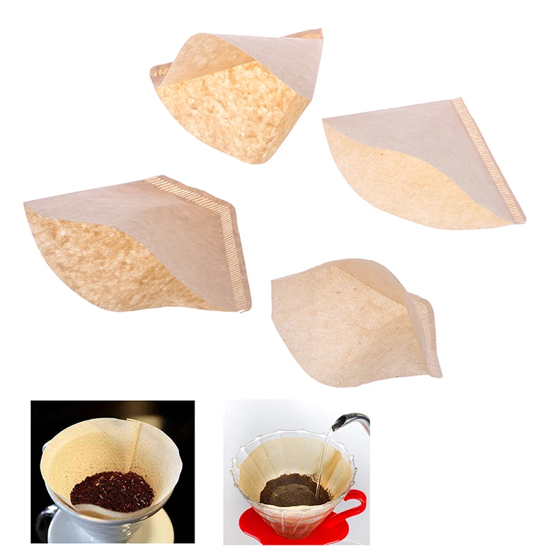 100pcs Eco-friendly Unbleached Original Wooden Hand Drip Paper Coffee Brewer Coffee Filter Bag Coffee Maker Accessories