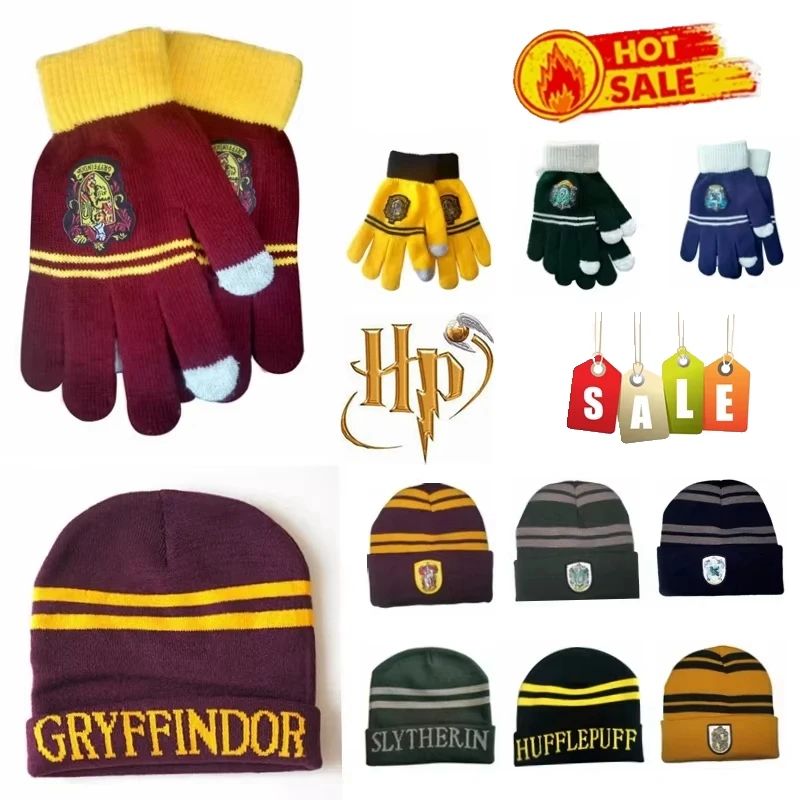 Warm Gryffindor Scarf Set Slitherin Hufflepuff Hat Gloves Cosplay Children\'s Adult School of Witchcraft Props Christmas Gift