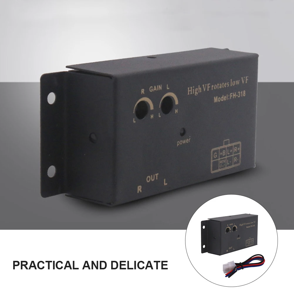 

1 set Audio Converter Adapter High to Low Frequency Stereo Black Durable Easy Install Volume Adjustable Car Speaker Conversion