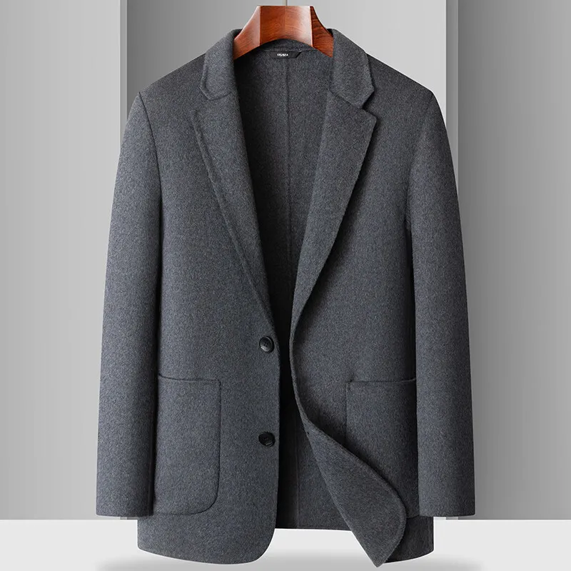 Casual Men\'s Woolen Coats 2026 Spring Autumn Short Overcoat Solid Color Wool Windbreaker Jacket Business Warm Top Suits Clothing