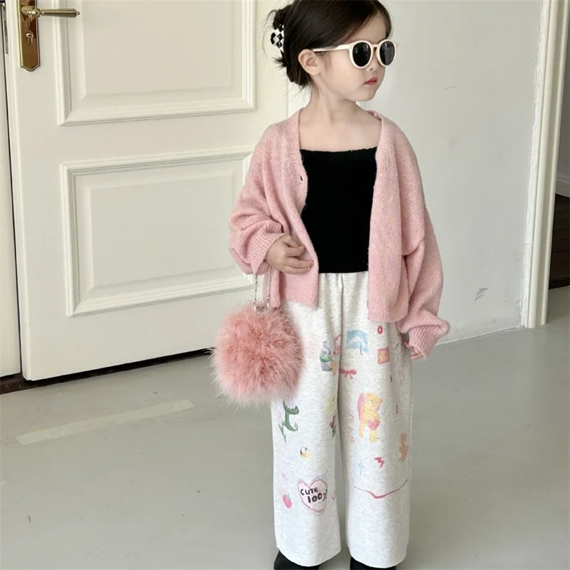 Girls Casual Pants Long Trousers Cotton 2024 Retro Spring Autumn Teenagers Baby's Kids Pants High QualityTeenagers Children's Cl