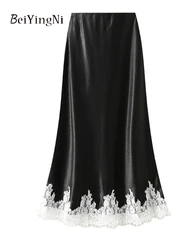 Beiyingni Women's Mermaid Skirt Casual Fashion Maxi Long A-line Skirts Ladies High Waist Retro Spring Summer Faldas Female 2025