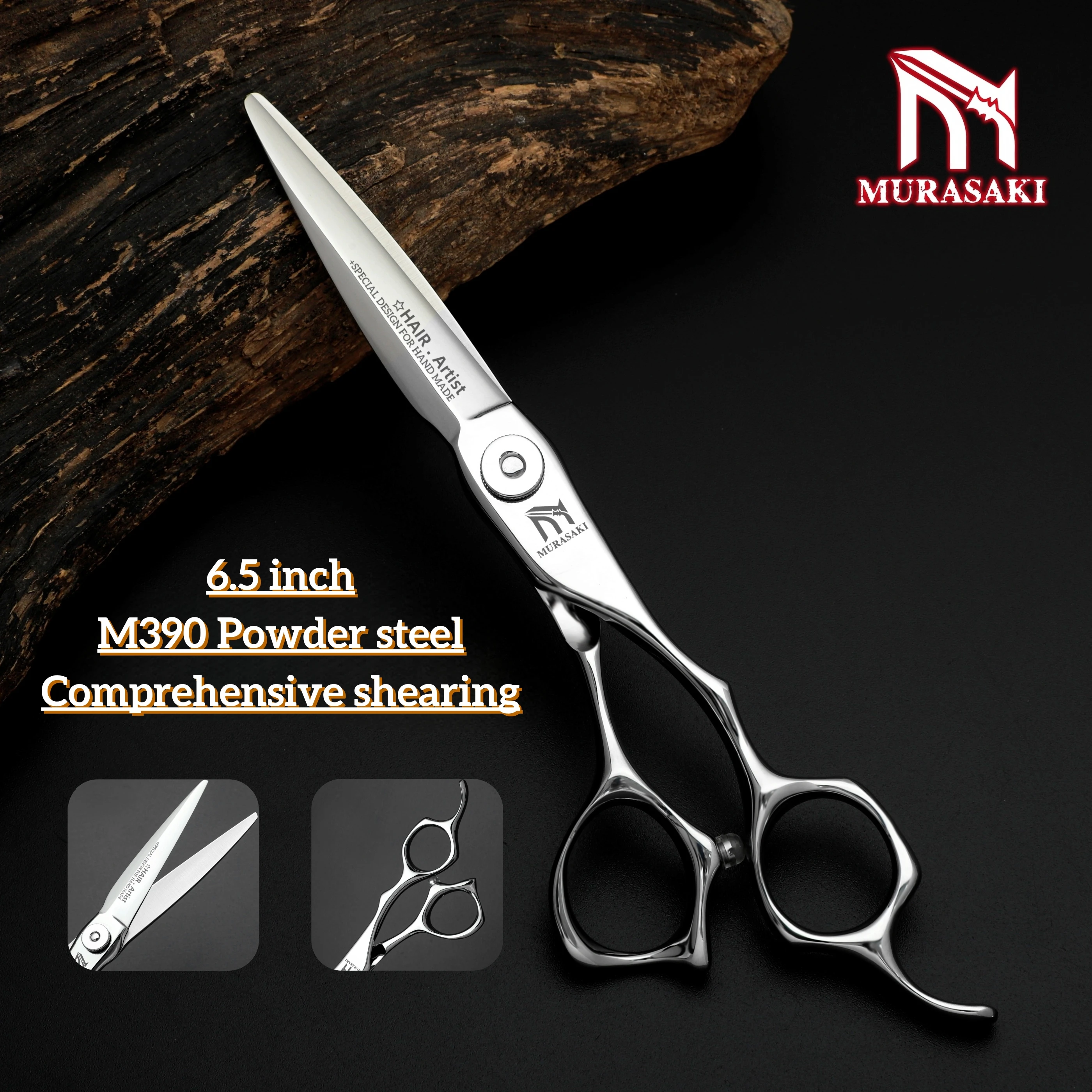 MURASAKI Profi-Friseurschere, Japan VG10 Stahl 6,5 Zoll Barbier-Schere, Patentiertes Hohlkammer-Design Haarschneidewerkzeug – Detail 26