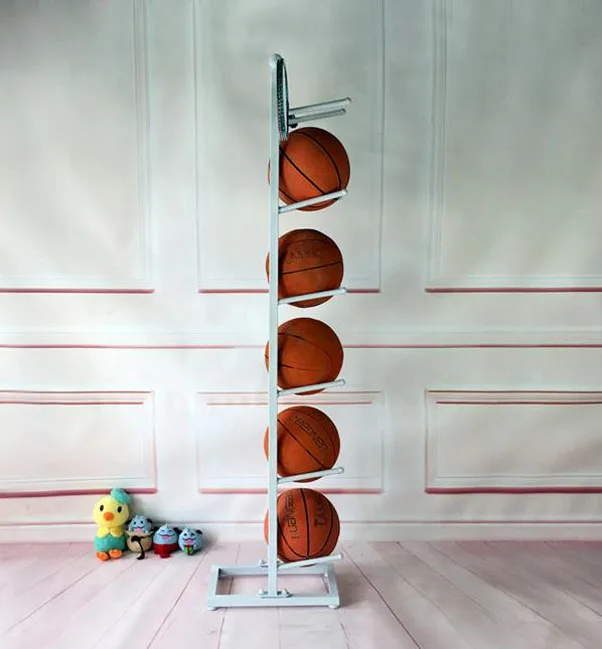 Modern Metal Ball Rack Display Stand Sport Equipment Storage Rack with Basketball Display Stand Functional Store Display Stand