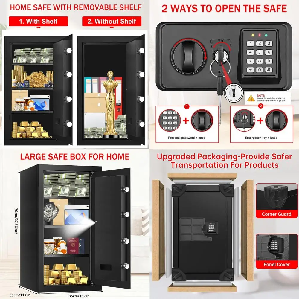 

Большой домашний сейф объемом 6,0 куб. футов с цифровой клавиатурой, запасными ключами и системой сигнализации для документов, ценных вещей и медикаментов