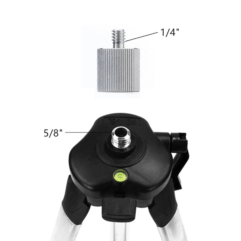 Adaptateur de trépied de niveau filetage en aluminium de 5/8 à 1/4 pouces, convertisseur de montage pour support de caméra, adaptateur de vis de