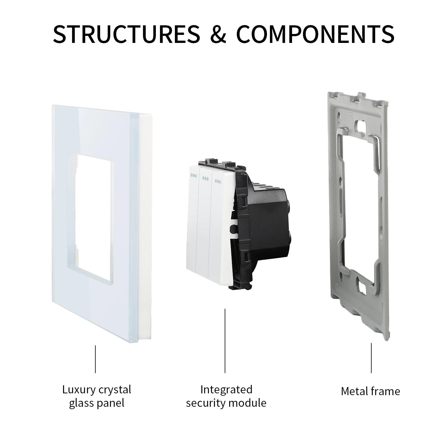 1/2/3Gang Wall Switch Push Button on/Off Light Switch 1/2/3 Way EU Russia Standard Power Switch Glass Panel Waterproof