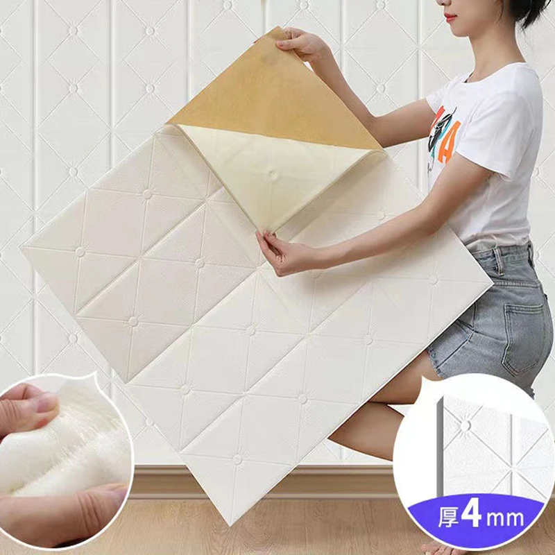 Soft Package Decoration Thick Anti-collision Head Foam Sponge Tatami Bed Cushion Self-adhesive 3D Wall Sticker For Children Room