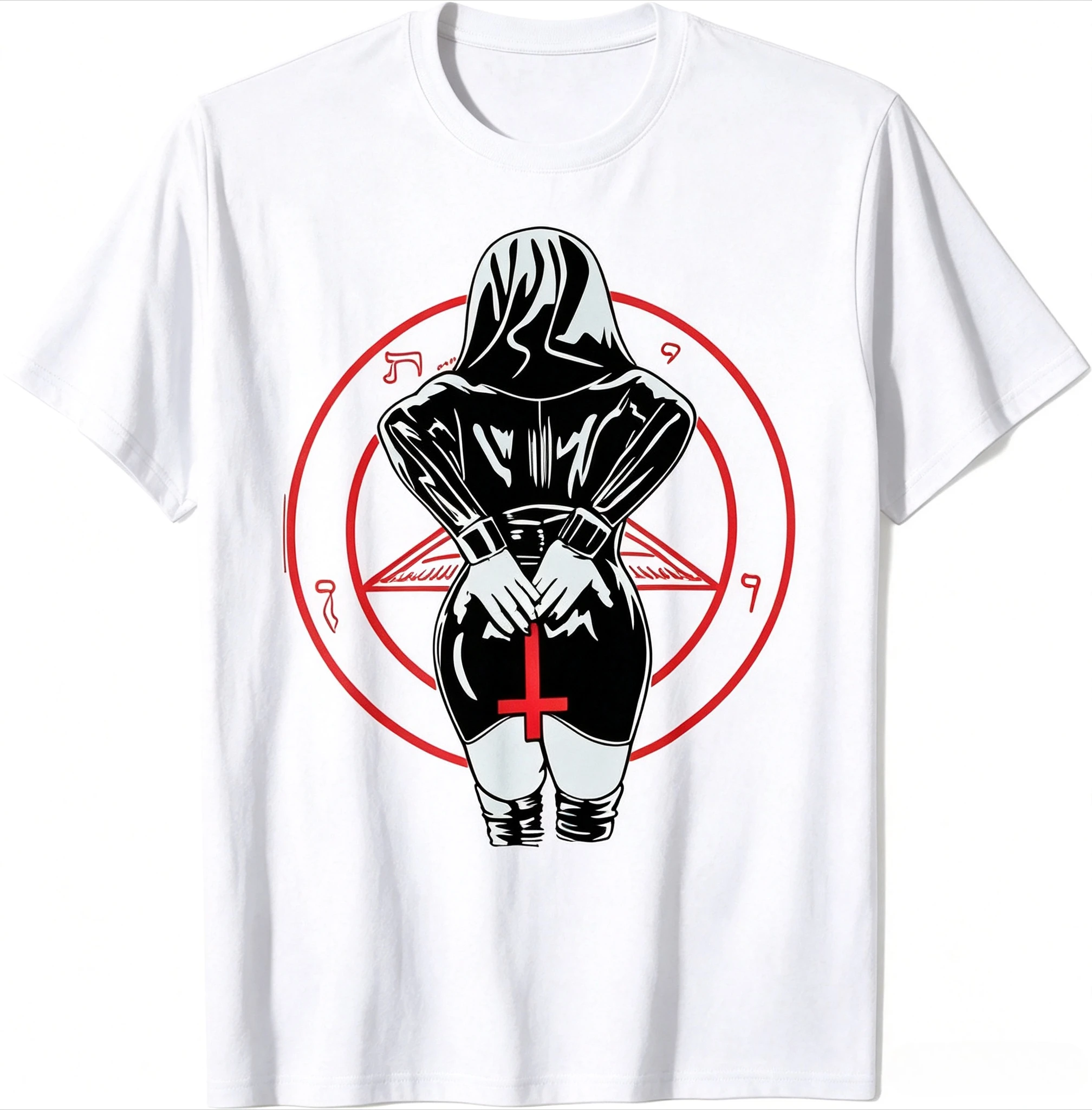 Fashion Bad Nun Sexy Satan Cult Men Women Cool Gift T-Shirt Retro Streetwear High-quality Crew-neck Short-sleeved Men's T-shirt