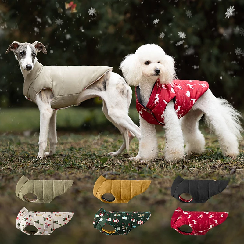 

New Dog Warm Coat Christmas Creative Pet Cotton Down Jacket Double Sided Wear Clothes For Small Medium Dog Winter Windproof Vest