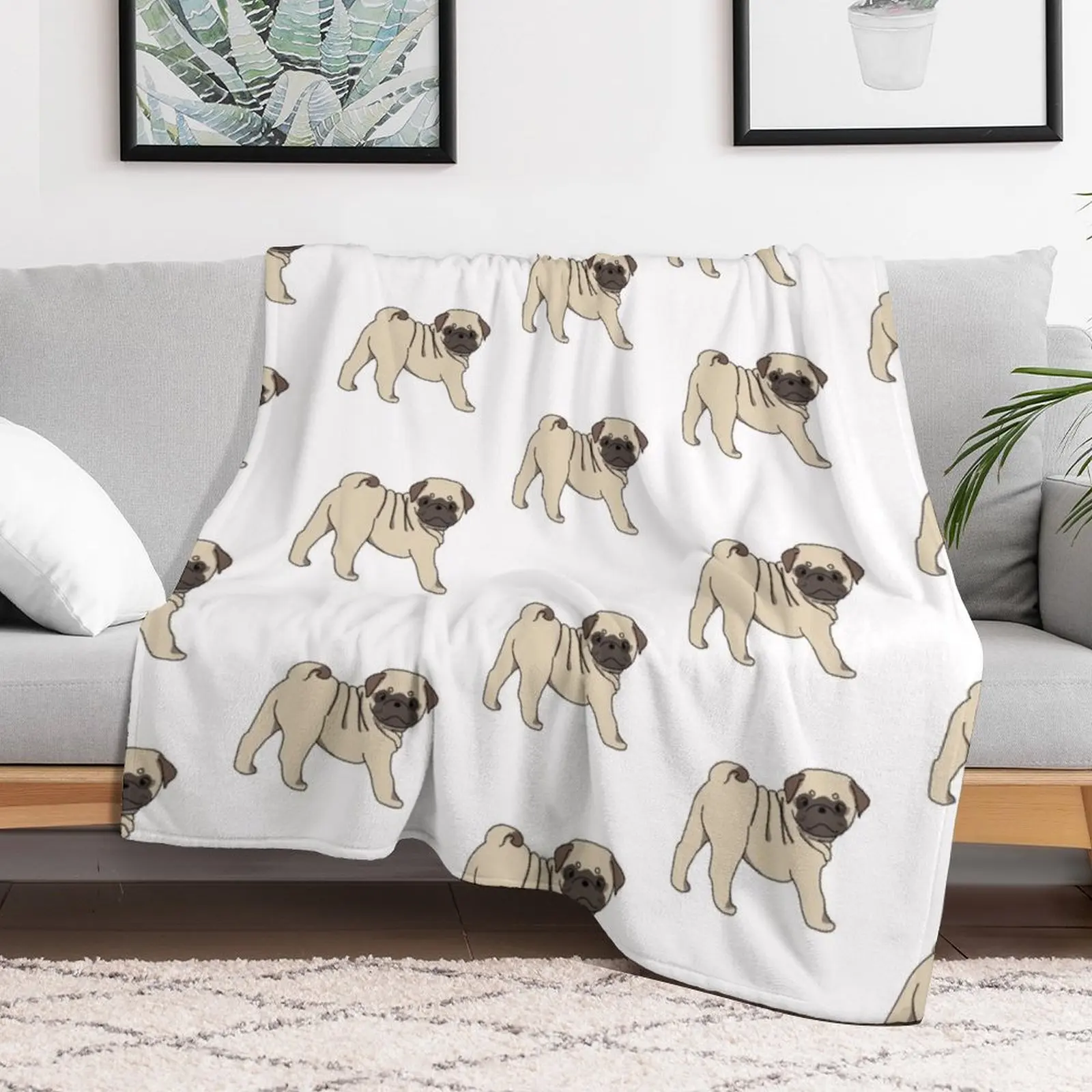 Adorable Pug Throw Blanket Decorative Soft Throw Blanket for Couch Sofa