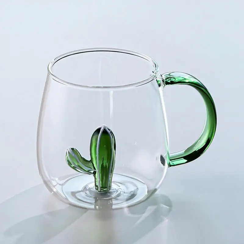 Cactus / Small Whale Glass Cup Three-Dimensional Animal And Plant Shape Coffee Milk Drink Cup Cute Transparent Glass Cup