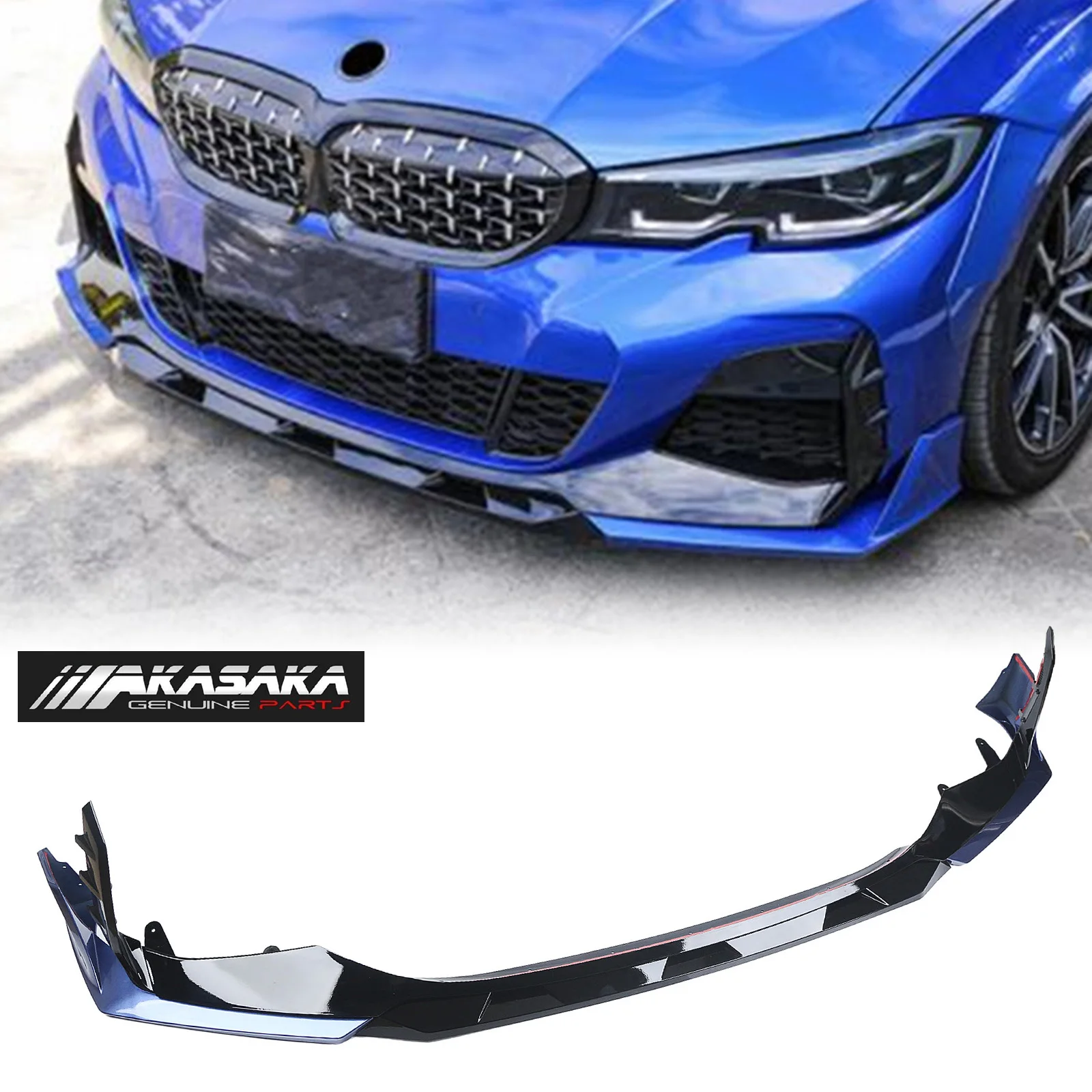 AKASAKA Front Bumper Spoiler Lip For BMW 3 Series G20 G21 G28 2019-2022 320i 325i 325li 330i M Sport Lower Splitter Protector