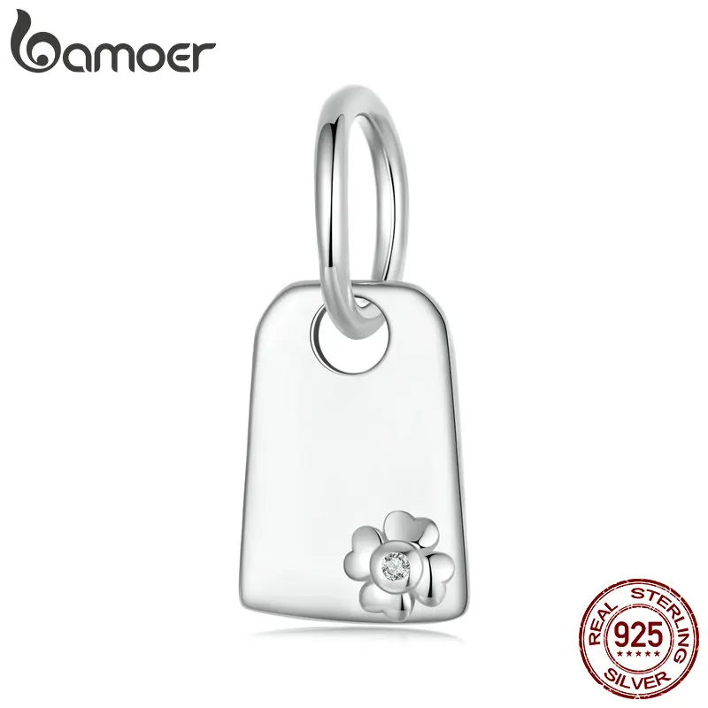 BAMOER Solid 925 Sterling Silver Board Charm Beads fit Original Bracelet & Necklaces Jewelry DIY 925 Bamoer Pendant BSC1052