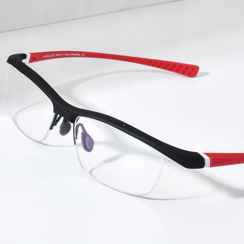 HONILLESI TR90 Eyeglasses Frame Men Semi Rimless Ultralight Eye Glasses Sports Half Rim Eyewear 7027