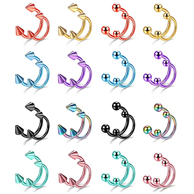 6/8/10mm Surgical Steel Horseshoe Captive Bead Nose Ring Hoop Septum Earring Eyebrow Lip Helix Tragus Piercing Body Jewelry 2pcs