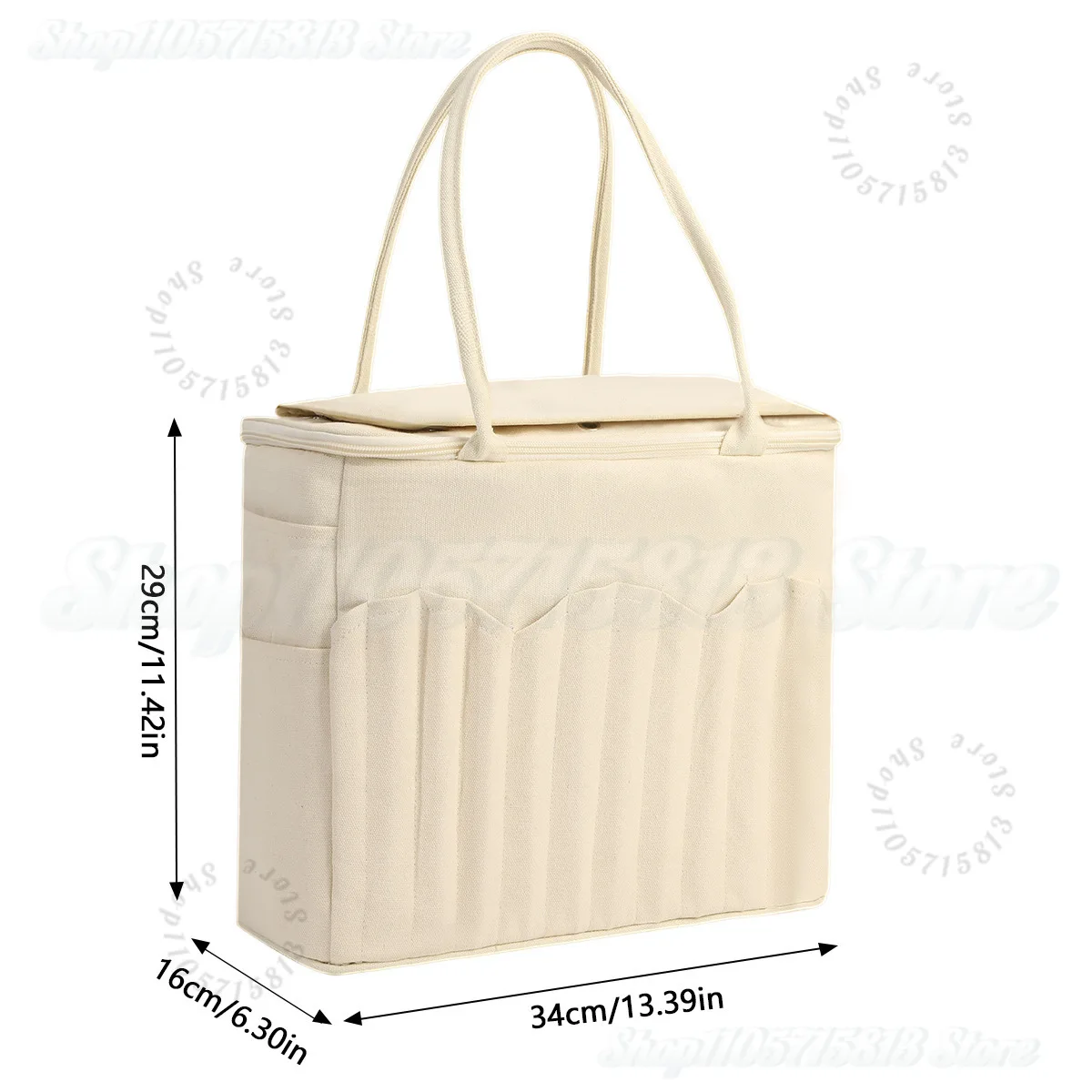 Multi-Pocket Knitting Yarn Storage Tote Bag,Waterproof Oxford Crochet Needle Thread Organizer Handbag Portable Craft Storage Bag