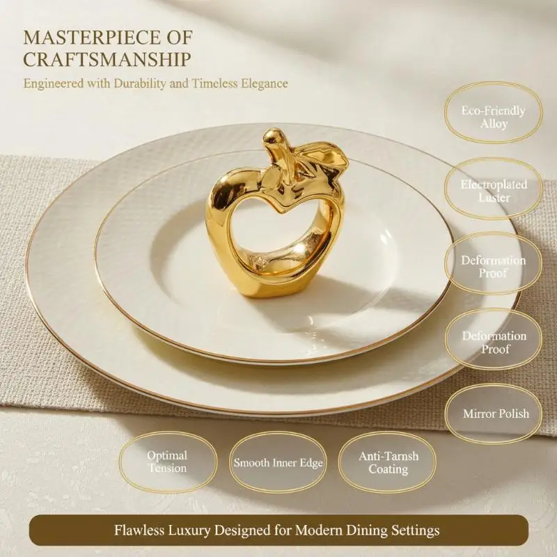 AEE8 1/6Pcs Metal Plated Vintage Napkin Rings Buckle Holder For Dining Table Decor