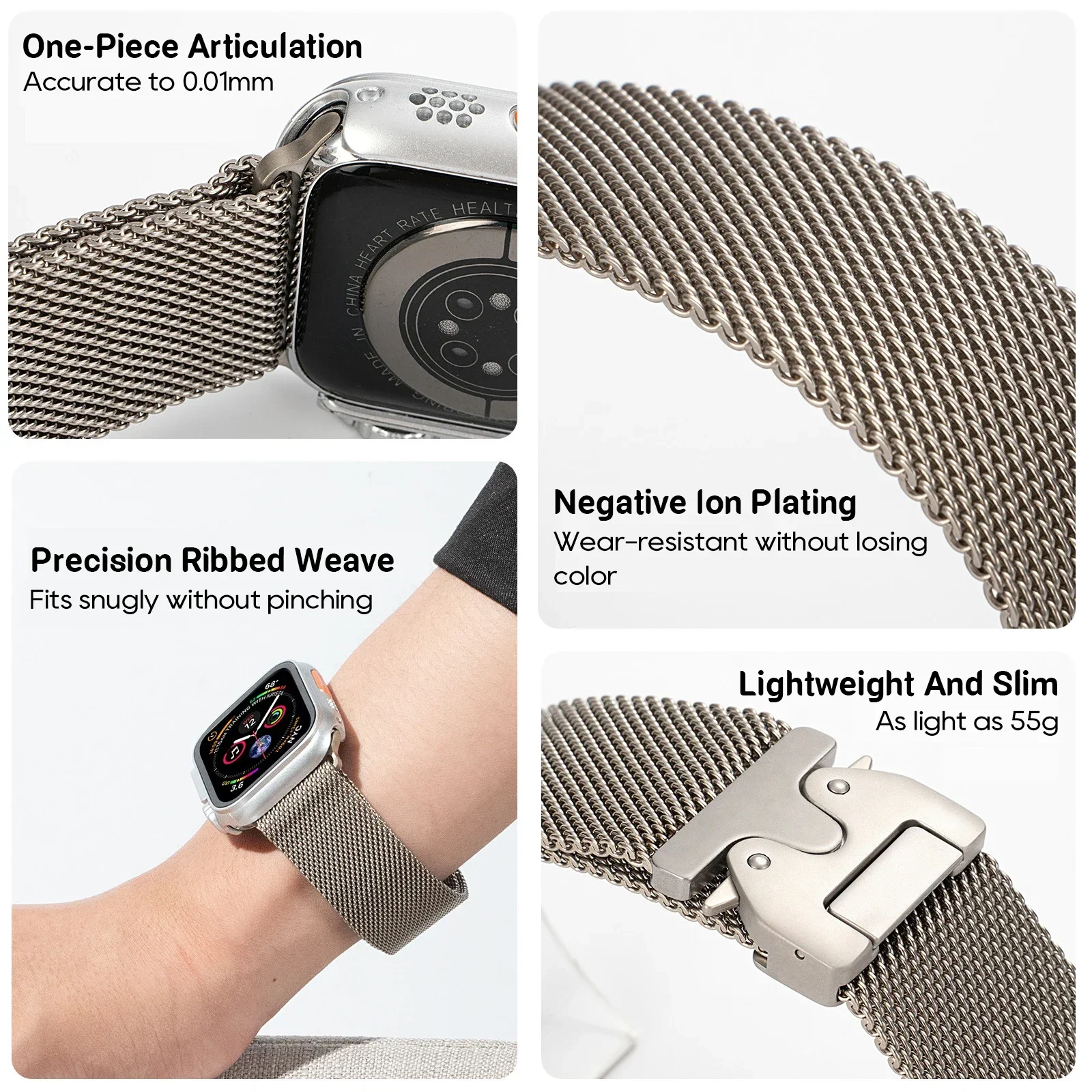 Milanese Loop Band for Apple Watch Ultra 2 1 49mm Series 10 9 8 7 316L Stainless Steel Mesh Strap for iWatch Parachute Buckle