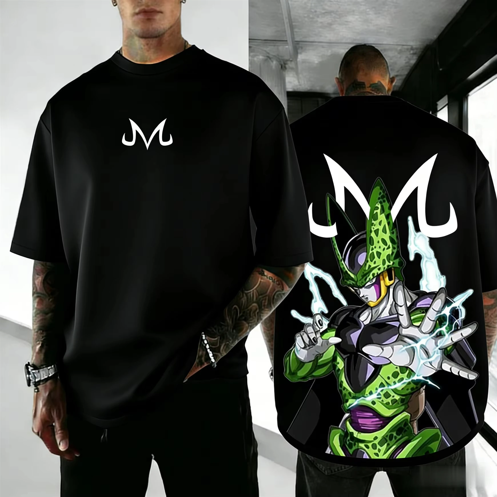 

Футболка с коротким рукавом Dragon Ball Cell в стиле аниме, ретро, свободного кроя, уличный стиль, лето 2026, мужская, Y2K, для всей семьи, для родителей и детей