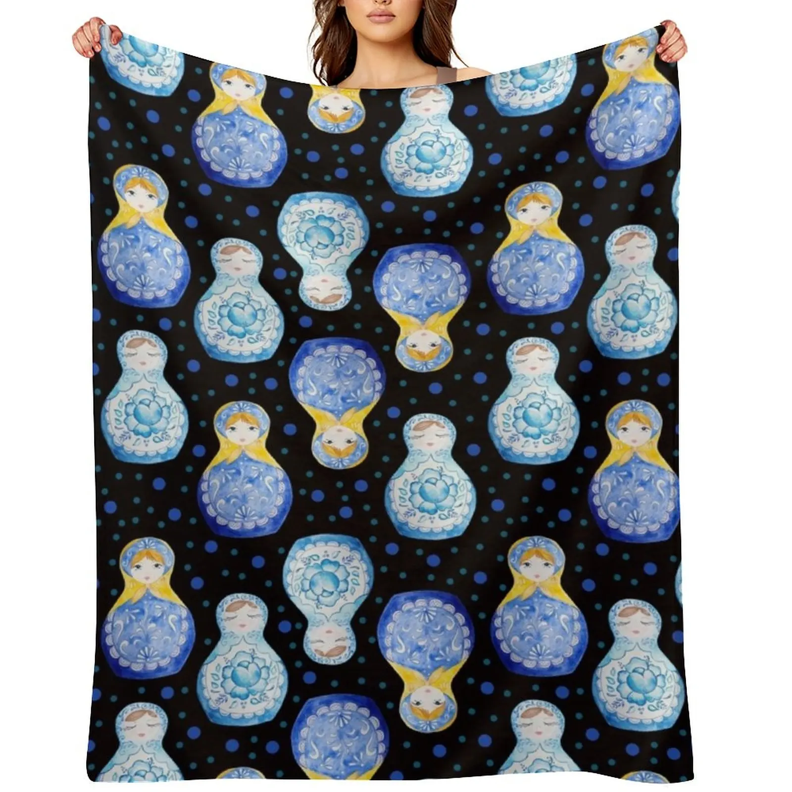 

Blue nesting dolls Throw Blanket For Baby Furry warm winter Luxury Brand Blankets