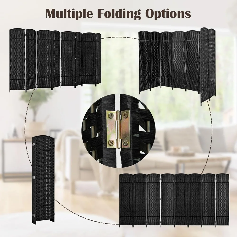 شاشة خصوصية قابلة للطي بطول 6 أقدام مع نسيج منسوج يدويًا وإطار من الخشب الصلب، مقسم غرفة مجمع بالكامل #3