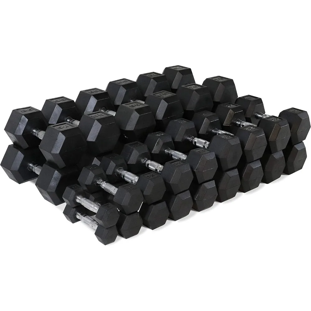 WF Athletic Supply: Solid Steel Hex Dumbbells with Rubber Coating for Strength Training