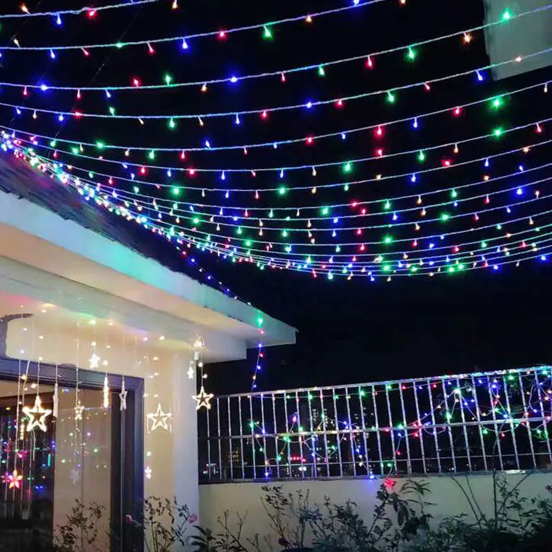 10M 20M Christmas Garland Lights Led String Fairy Light Festoon Lamp Outdoor Decorative Lighting for Holiday Wedding Party