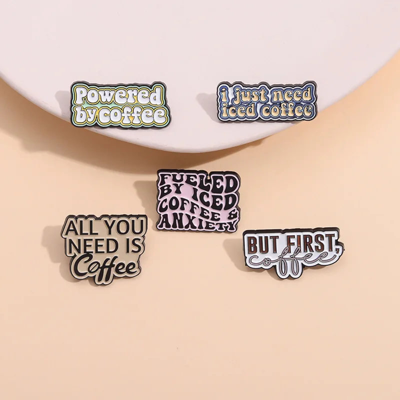 Life Happens Coffee Helps Enamel Pin Creative Fuel Deja Brew Powered By Coffee Brooches Lapel Badge Jewelry Gifts for Friends image 2