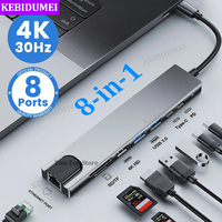 8-in-1 USB C Docking Station USB C HUB  Adapter Type C 3.1 to HDMI 4K 30Hz USB 3.0 HUB USB C Splitter for PC Laptop Macbook Pro