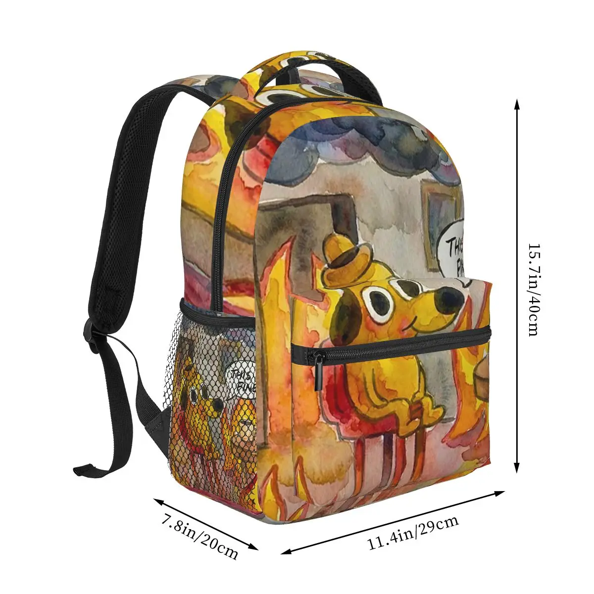 This Is Fine Things Are Going To Be Ok Meme Student Backpack School Bag Hiking Travel Daypack for Men Women Bookbag Shoulder Bag