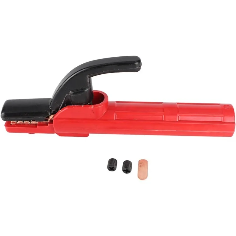 

Welding Electrode Holder 7.9in Insulated Handle Welding Rod Holder Copper Electrode Clamp with Two Screws