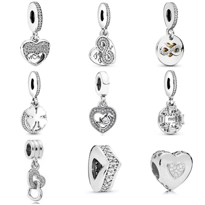 Colgante de cuentas con forma de campana pequeña de amor, colgante para collar Pandora, pulsera, accesorios de joyería DIY, regalos del Día de San Valentín, novedad de 2024