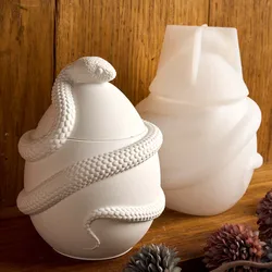 3D Snake Egg Candle Jar Silicone Mold DIY Hanmade Jewelry Storage Box Plaster Concrete Resin Vase Casting Molds Home Crafts Deco