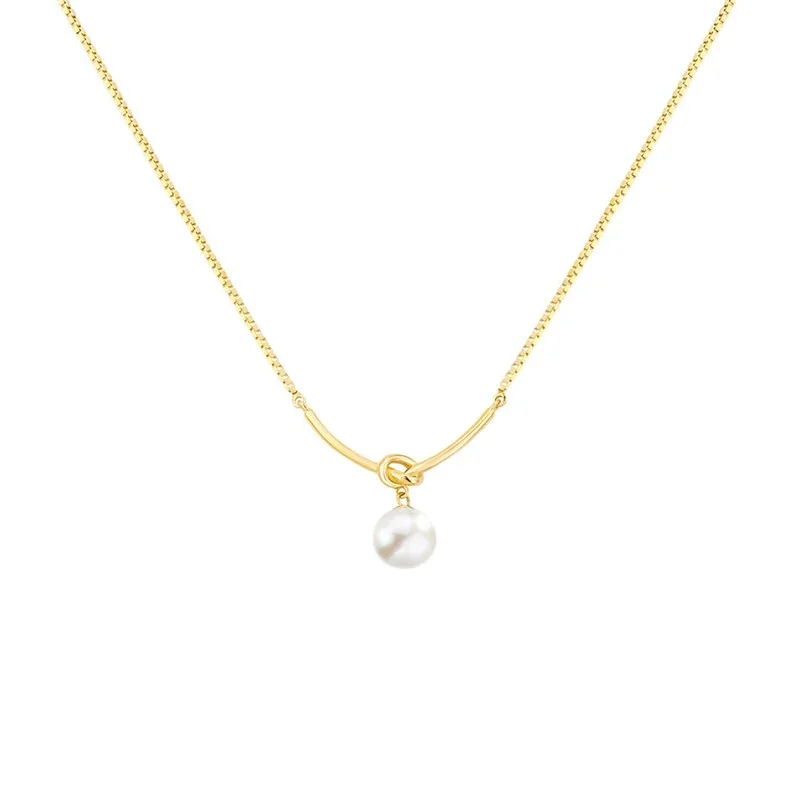 Huitan Elegant Bridal Wedding Necklace with Simulated Pearl Charm New Trendy Women\'s Neck Accessories Temperament Lady Jewelry