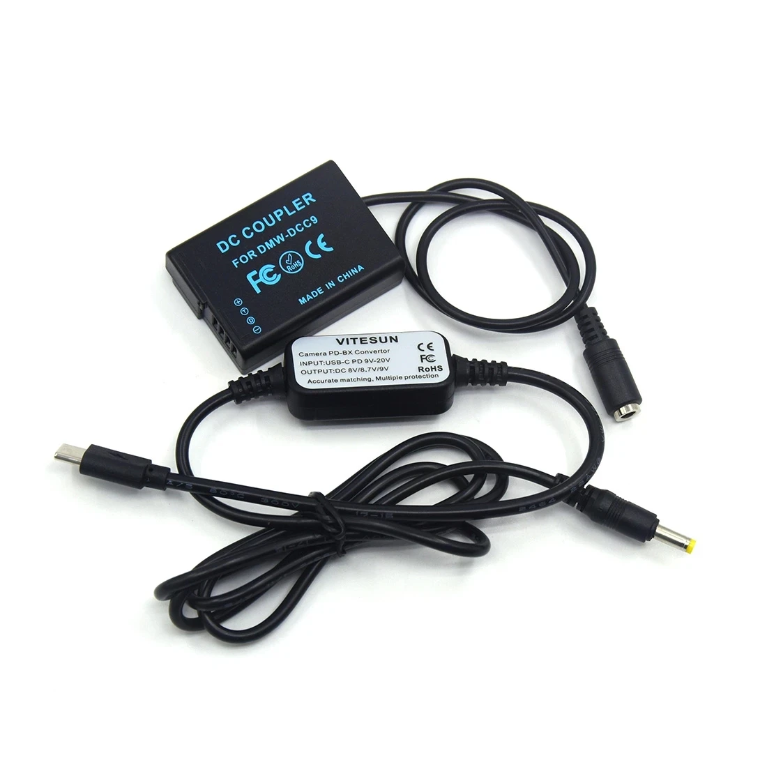 

DCC9 DC Coupler BLD10 Dummy Battery USB C to DC Cable Supply for Lumix DMC-GX1 DMC GF2 G3 G3K G3R G3T G3W G3EGK Camera